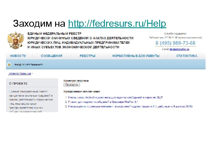Заходим на http: //fedresurs. ru/Help 