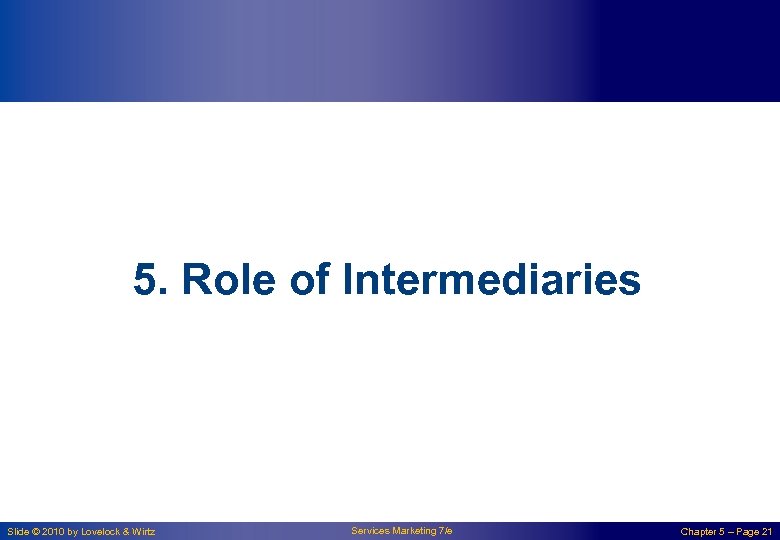 5. Role of Intermediaries Slide © 2010 by Lovelock & Wirtz Services Marketing 7/e