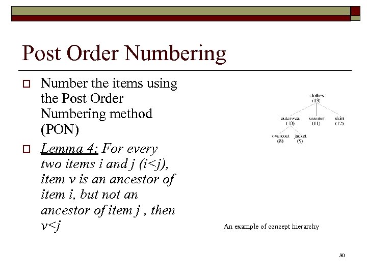 Post Order Numbering o o Number the items using the Post Order Numbering method