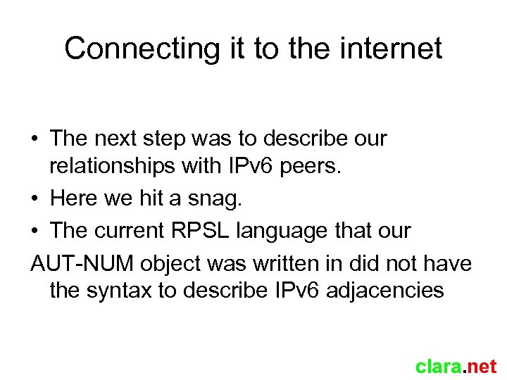 Connecting it to the internet • The next step was to describe our relationships