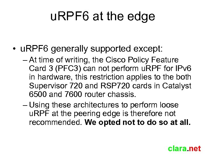 u. RPF 6 at the edge • u. RPF 6 generally supported except: –