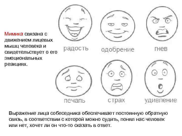 Мимика связана с движением лицевых мышц человека и свидетельствует о его эмоциональных реакциях. Выражение