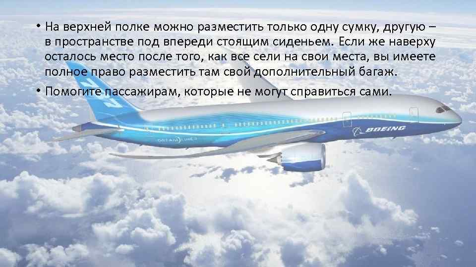  • На верхней полке можно разместить только одну сумку, другую – в пространстве