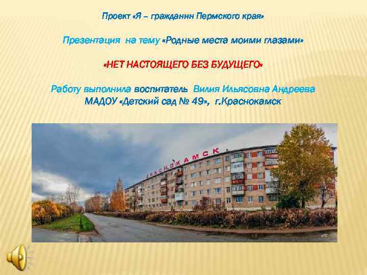 Проект «Я – гражданин Пермского края» Презентация на тему «Родные места моими глазами» «НЕТ