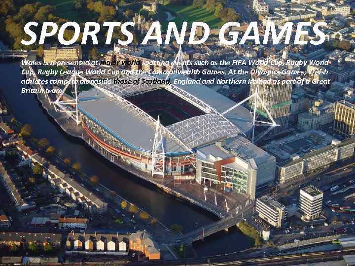 SPORTS AND GAMES Wales is represented at major world sporting events such as the