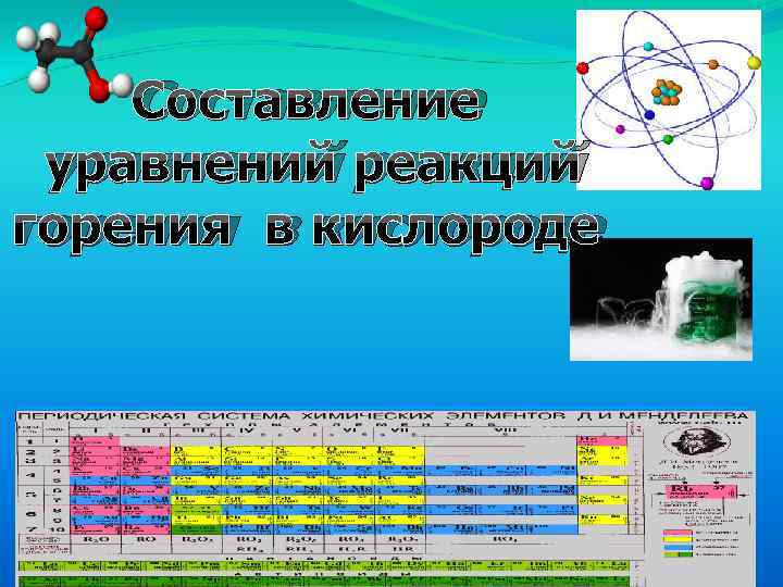 Составление уравнений реакций горения в кислороде 