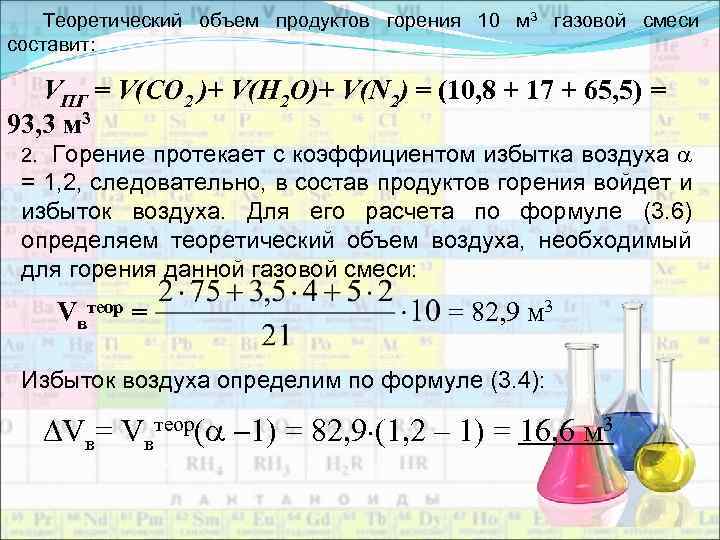 Количество воздуха необходимое для сгорания