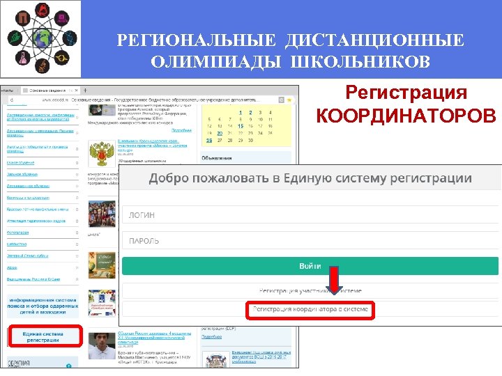 РЕГИОНАЛЬНЫЕ ДИСТАНЦИОННЫЕ ОЛИМПИАДЫ ШКОЛЬНИКОВ Регистрация КООРДИНАТОРОВ 