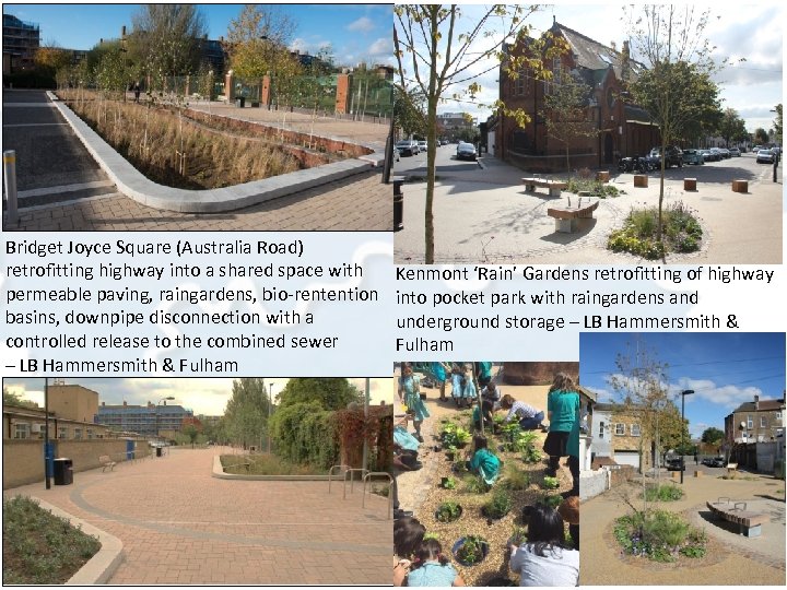 Bridget Joyce Square (Australia Road) retrofitting highway into a shared space with permeable paving,