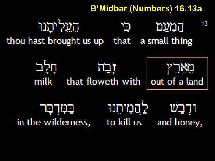 B’Midbar (Numbers) 16. 13 a 
