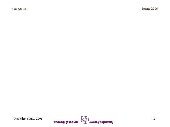 CS-EE 481 Founder’s Day, 2006 Ques. Sstions. S? University of Portland School of Engineering