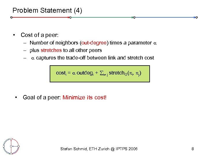 Problem Statement (4) • Cost of a peer: – Number of neighbors (out-degree) times