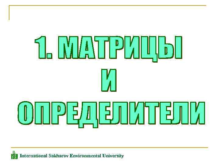 International Sakharov Environmental University 