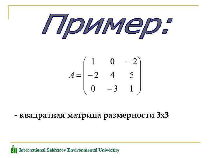 - квадратная матрица размерности 3 х3 International Sakharov Environmental University 
