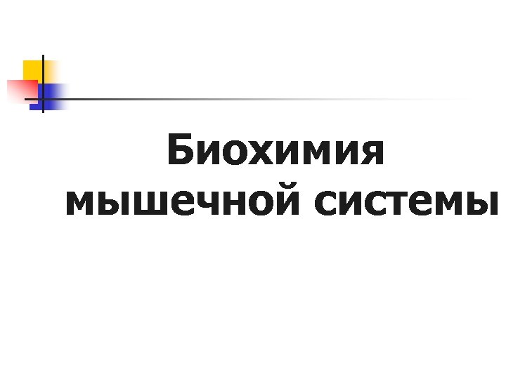 Биохимия мышечной системы 