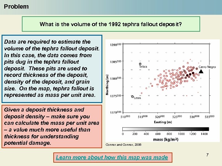 Problem What is the volume of the 1992 tephra fallout deposit? Data are required