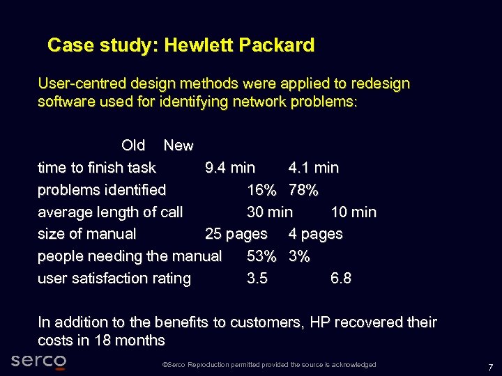 Case study: Hewlett Packard User-centred design methods were applied to redesign software used for