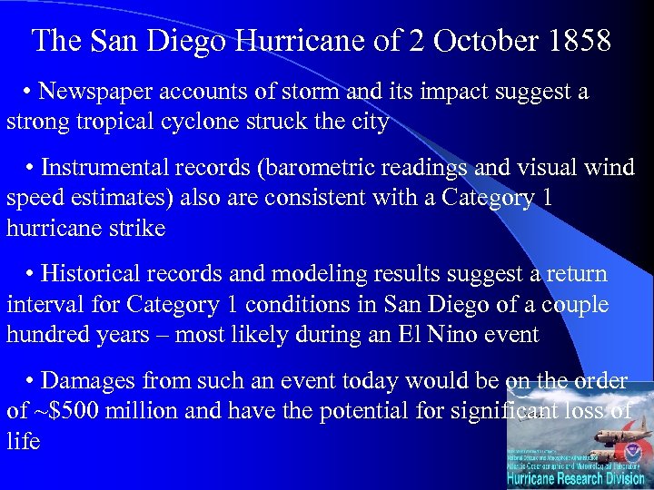 The San Diego Hurricane of 2 October 1858 • Newspaper accounts of storm and