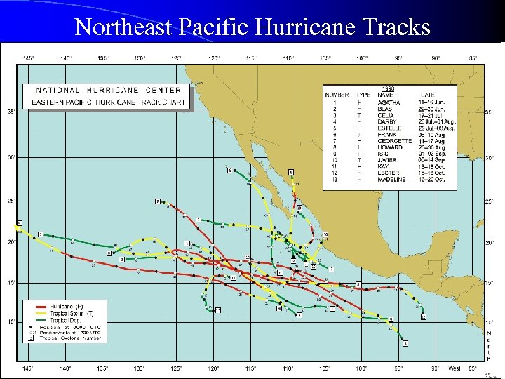 Northeast Pacific Hurricane Tracks 