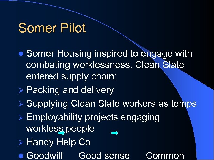 Somer Pilot l Somer Housing inspired to engage with combating worklessness. Clean Slate entered