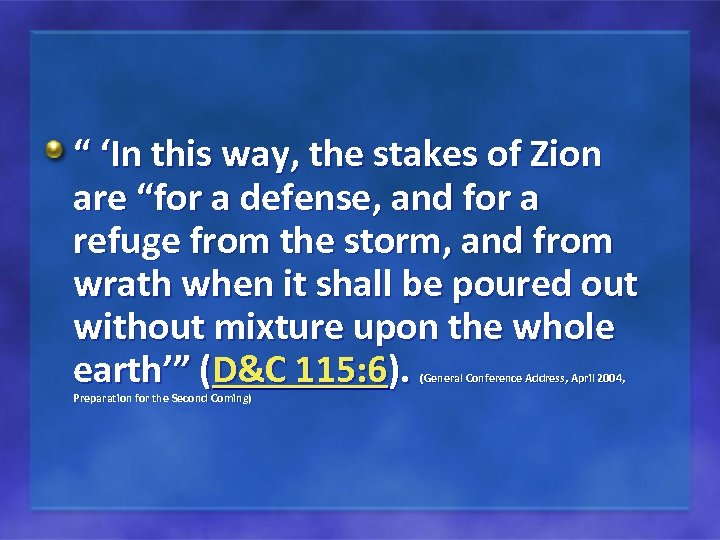 “ ‘In this way, the stakes of Zion are “for a defense, and for