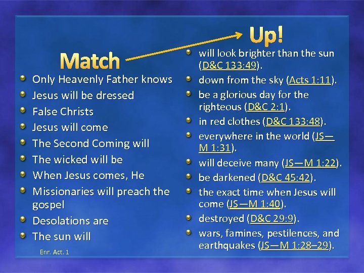 Match Only Heavenly Father knows Jesus will be dressed False Christs Jesus will come