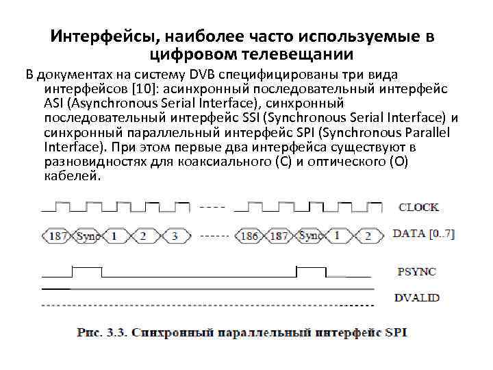 Интерфейсы, наиболее часто используемые в цифровом телевещании В документах на систему DVB специфицированы три