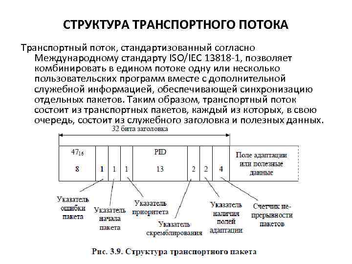СТРУКТУРА ТРАНСПОРТНОГО ПОТОКА Транспортный поток, стандартизованный согласно Международному стандарту ISO/IEC 13818 -1, позволяет комбинировать