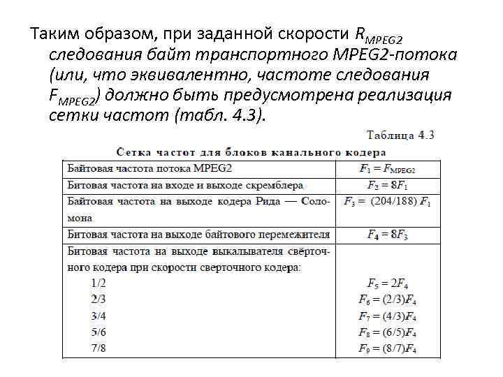 Таким образом, при заданной скорости RMPEG 2 следования байт транспортного MPEG 2 -потока (или,