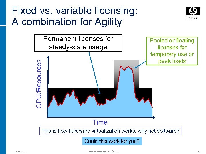 Fixed vs. variable licensing: A combination for Agility CPU/Resources Permanent licenses for steady-state usage