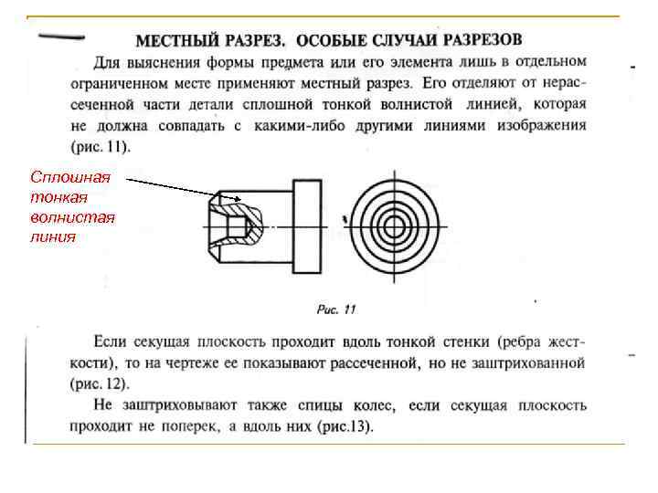 Сплошная тонкая волнистая линия 