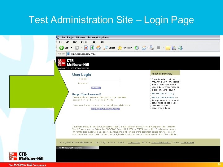 Test Administration Site – Login Page 10 