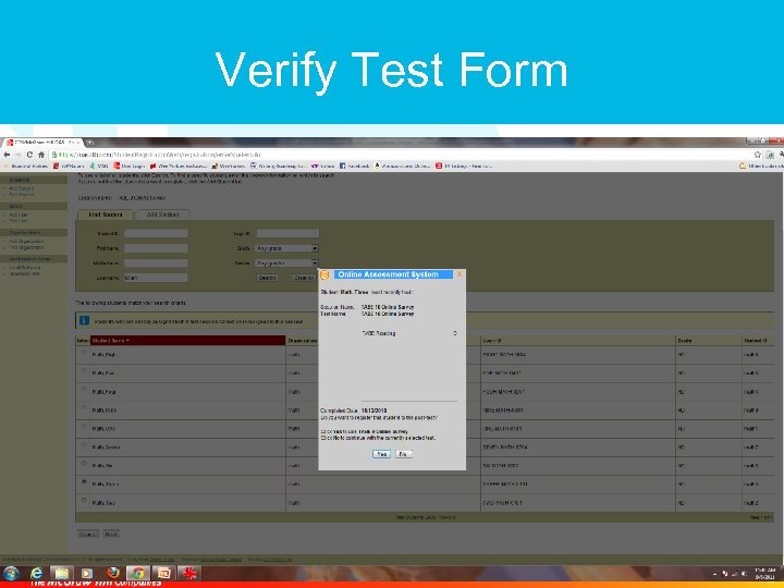 Verify Test Form 15 