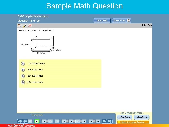 Sample Math Question 