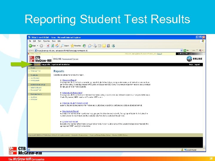 Reporting Student Test Results 26 