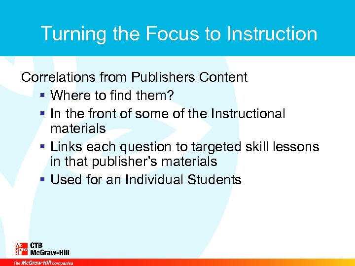 Turning the Focus to Instruction Correlations from Publishers Content § Where to find them?