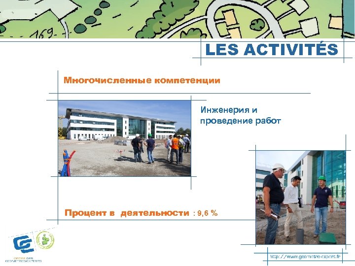 LES ACTIVITÉS Многочисленные компетенции Инженерия и проведение работ Процент в деятельности : 9, 6