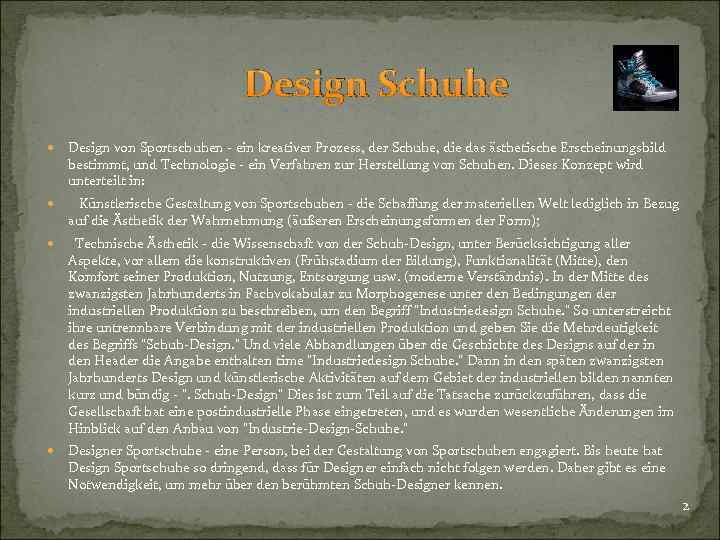 Design Schuhe Design von Sportschuhen - ein kreativer Prozess, der Schuhe, die das ästhetische