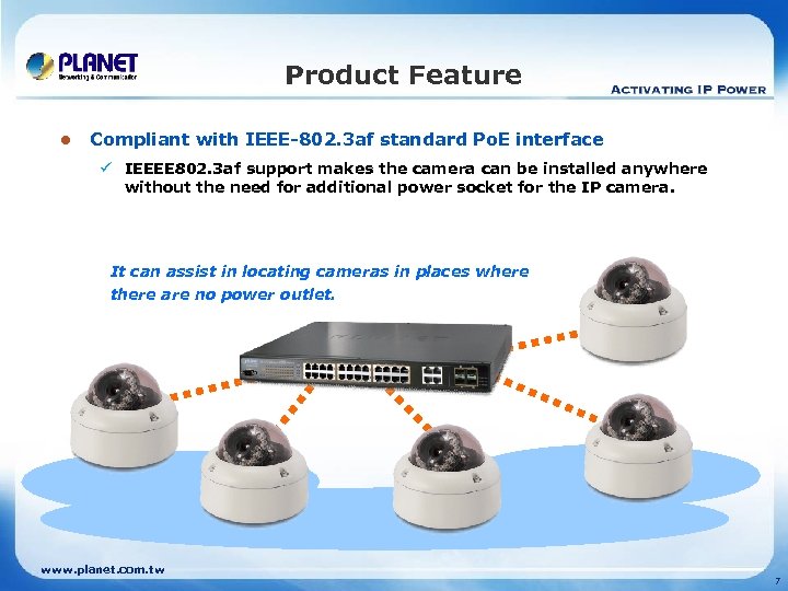 Product Feature l Compliant with IEEE-802. 3 af standard Po. E interface ü IEEEE