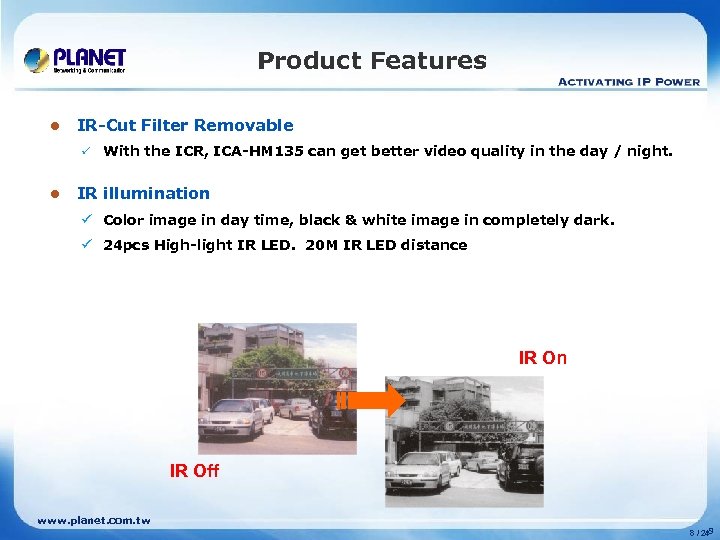 Product Features l IR-Cut Filter Removable ü l With the ICR, ICA-HM 135 can