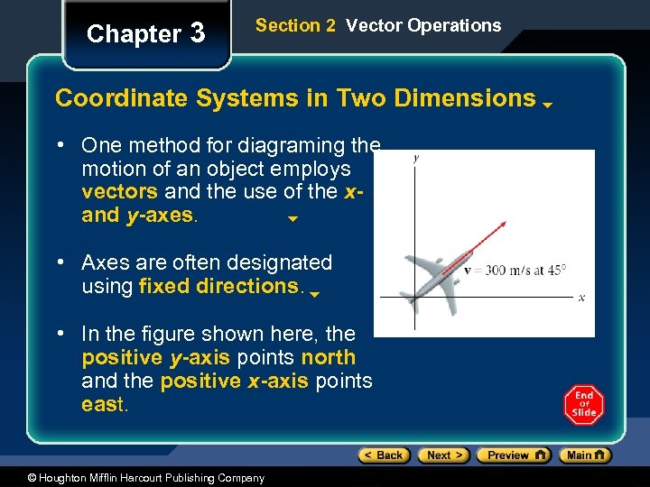 Chapter 3 Section 2 Vector Operations Coordinate Systems in Two Dimensions • One method
