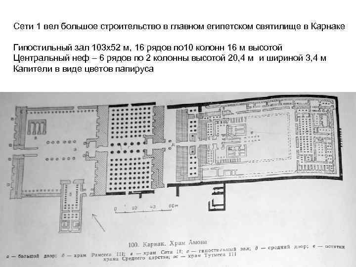 Сети 1 вел большое строительство в главном египетском святилище в Карнаке Гипостильный зал 103