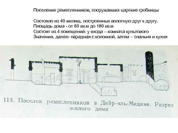 Поселение ремесленников, сооружавших царские гробницы Состояло из 40 жилищ, построенных вплотную друг к другу.