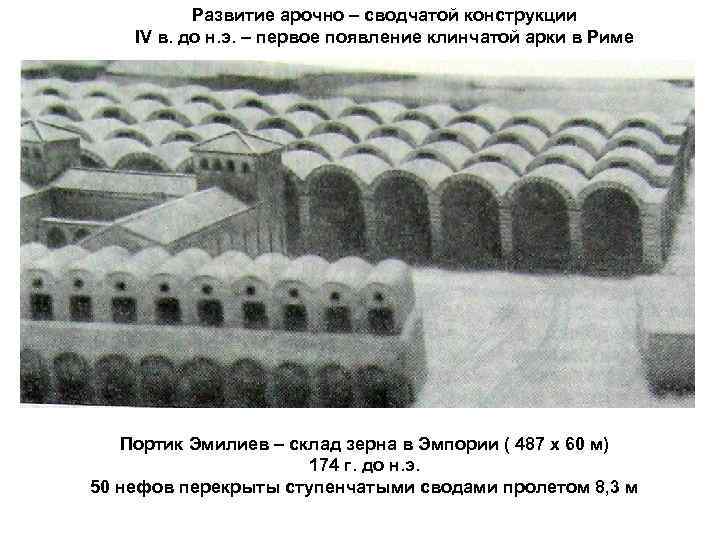 Развитие арочно – сводчатой конструкции IV в. до н. э. – первое появление клинчатой