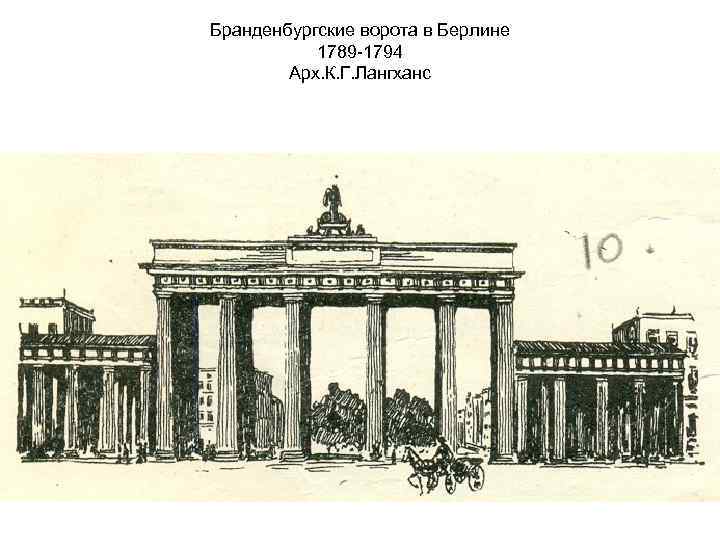 Бранденбургские ворота в Берлине 1789 -1794 Арх. К. Г. Лангханс 