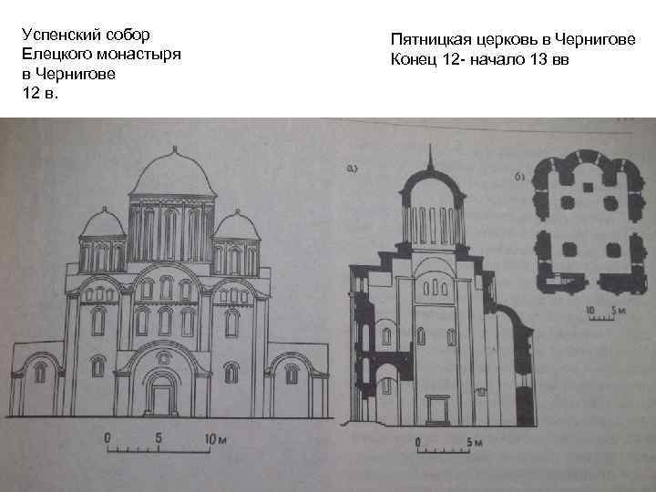 Успенский собор Елецкого монастыря в Чернигове 12 в. Пятницкая церковь в Чернигове Конец 12