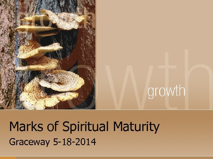 Marks of Spiritual Maturity Graceway 5 -18 -2014 