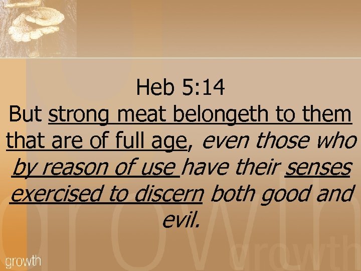 Heb 5: 14 But strong meat belongeth to them that are of full age,