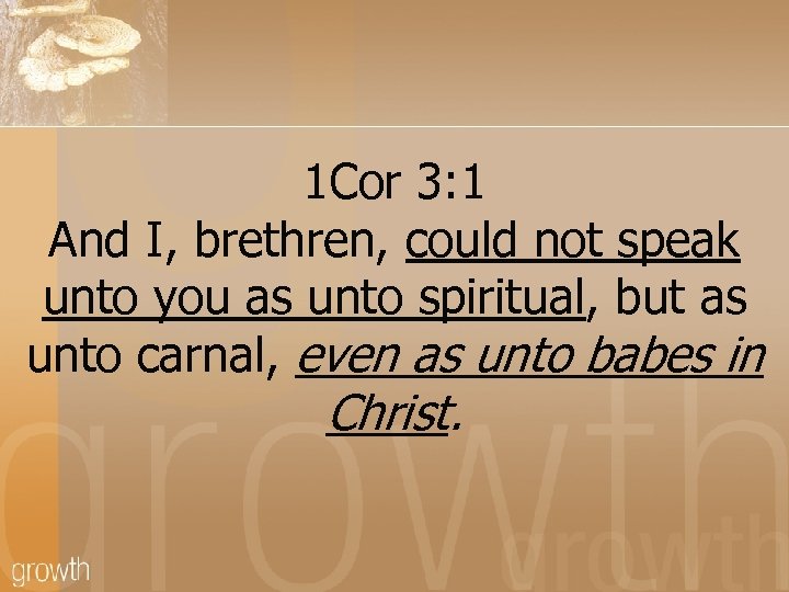 1 Cor 3: 1 And I, brethren, could not speak unto you as unto