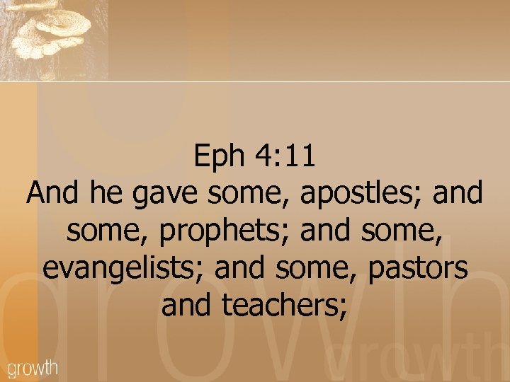 Eph 4: 11 And he gave some, apostles; and some, prophets; and some, evangelists;